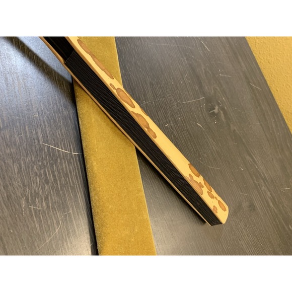 Vintage Chinese Folding Hand Fan Black Gold Kyosensu With Velvet Case - Picture 10 of 12